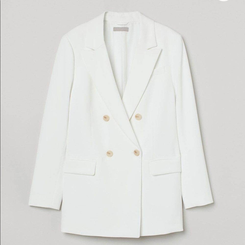 WHITE DOUBLE BREASTED BLAZER